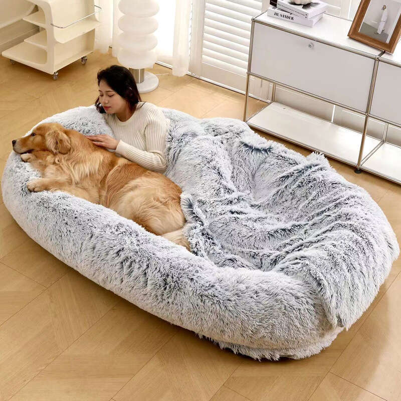 Super large plush pet bed, suitable for large breeds of dogs, super large calming dog bed, a hug shared by humans and pets