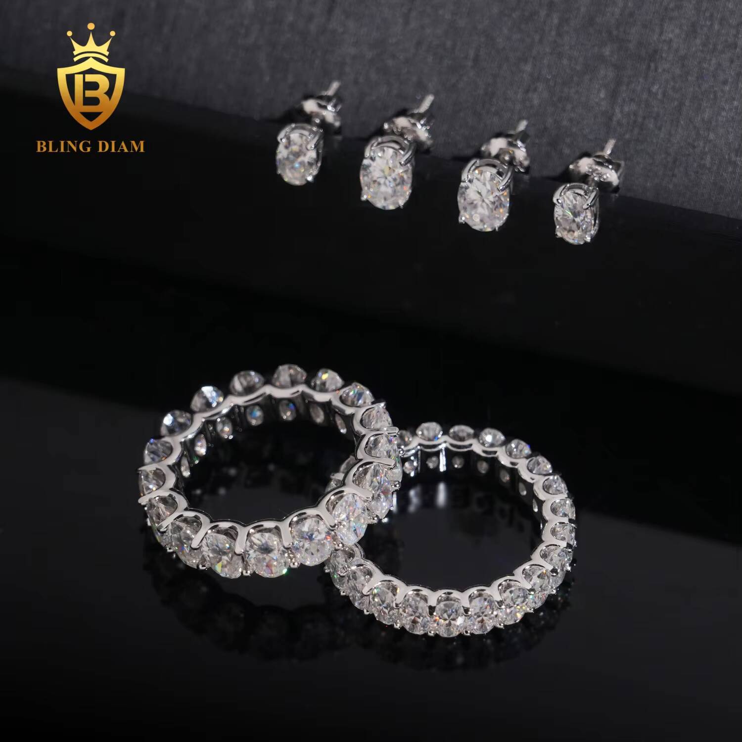 Hot Sale 4*6mm Iced Out Luxury Moissanite Diamond Tennis Necklace 925 Silver Moissanite Chain Bracelet Pass Diamond Tester