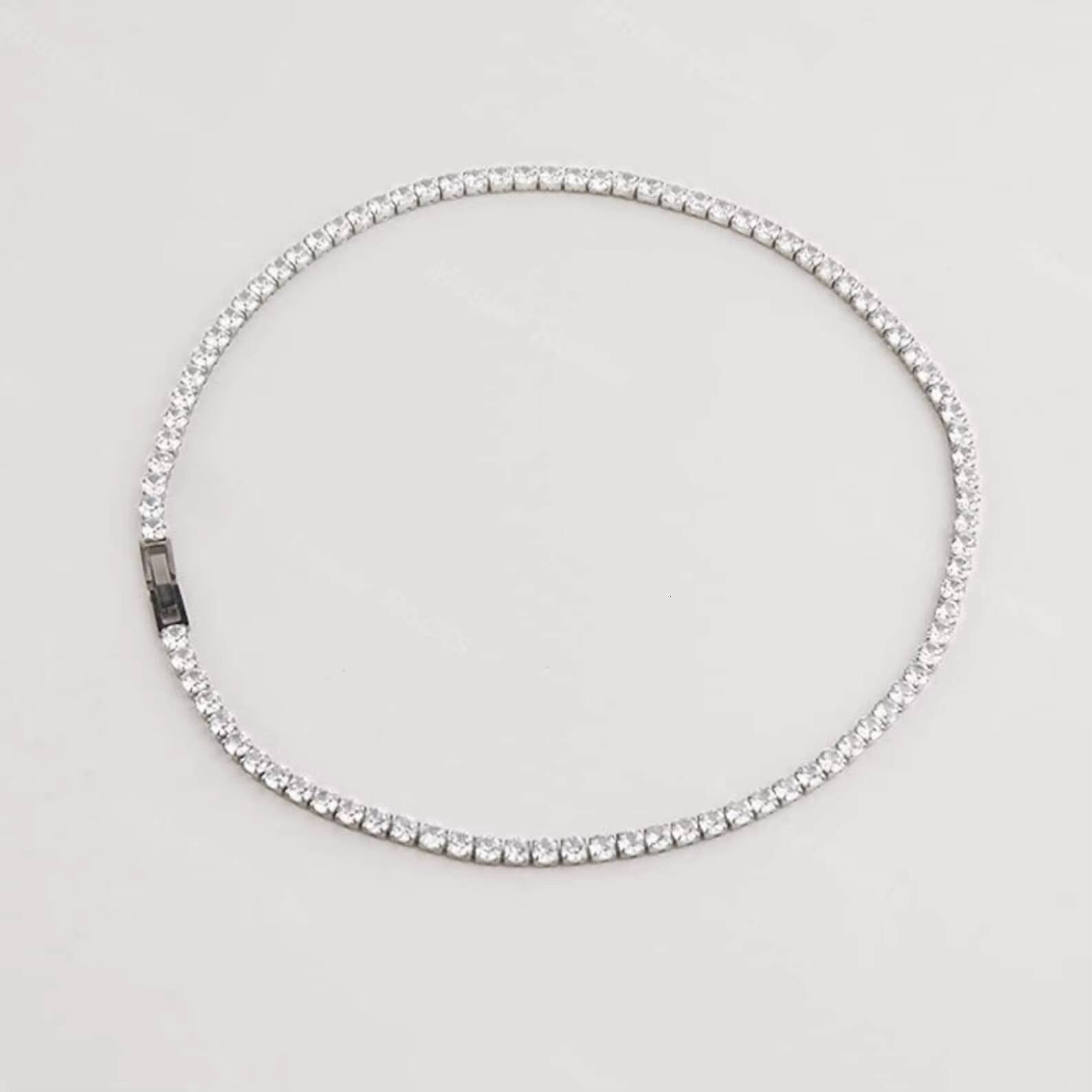 Hip Hop Mosinite Tennis Chains Necklace 4mm Vvs Iced Out Diamonds 925 Silver Moissanite Tennis Chain