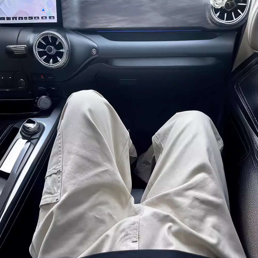 Khaki Logging Work Men Summer American Style Vibe Straight Cleanfit Slim Thin Casual Pants B5