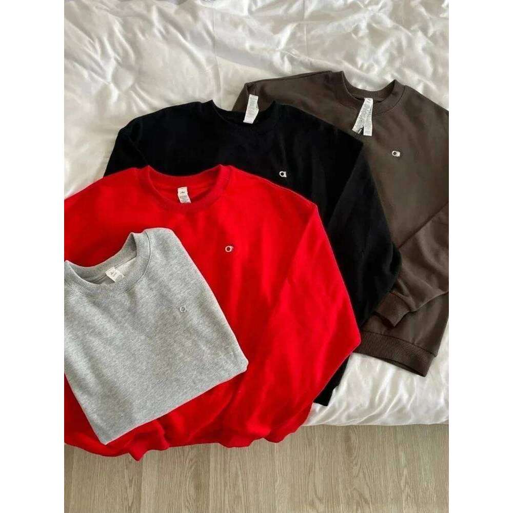 Women's Sweatshirts O Neck Solid Black Red Classic Letter Loose Casual Sports Pullovers Fashion Long Sleeve Hoodies For Women
