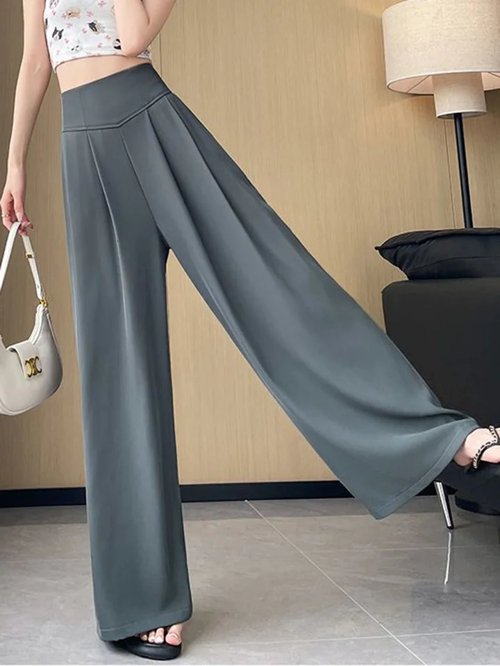Zoki Loose Casual Suit Wide Leg Pant Women Elegant Korean High Waist Fashion Trousers Chic Simple Solid Female Black Pants 250808