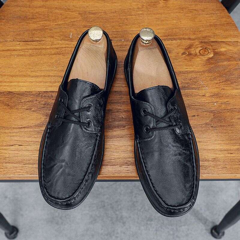 2025 Lace Up Bean Men's Casual Leather Shoes, One Foot Driving, British Fashion Business Loafers Shoes 60Cf