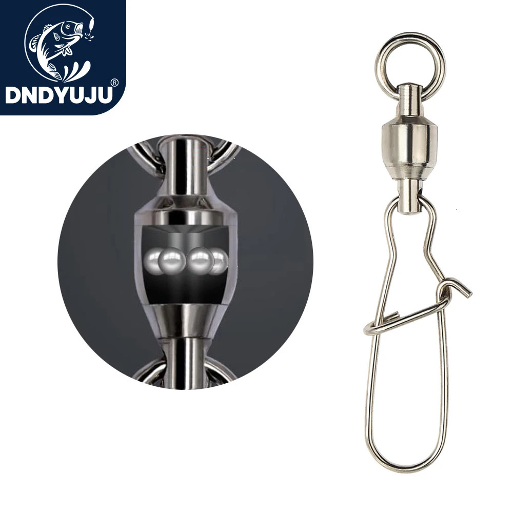 DNDYUJU 10X100X Fishing Lure Connector Ball Bearing Rolling Swivel Stainless Steel Snap Fast Pin Fish Accessories 250807