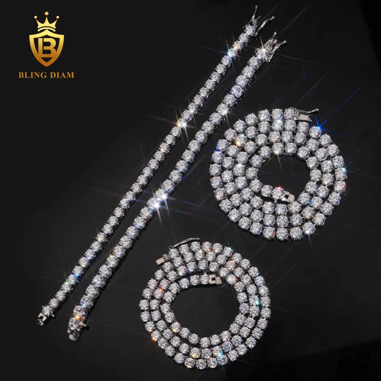 Wholesale Price 5mm 6mm 316L Stainless Steel Hip Hop Moissanite Tennis Chain Necklace Silver Jewelry for Women Men