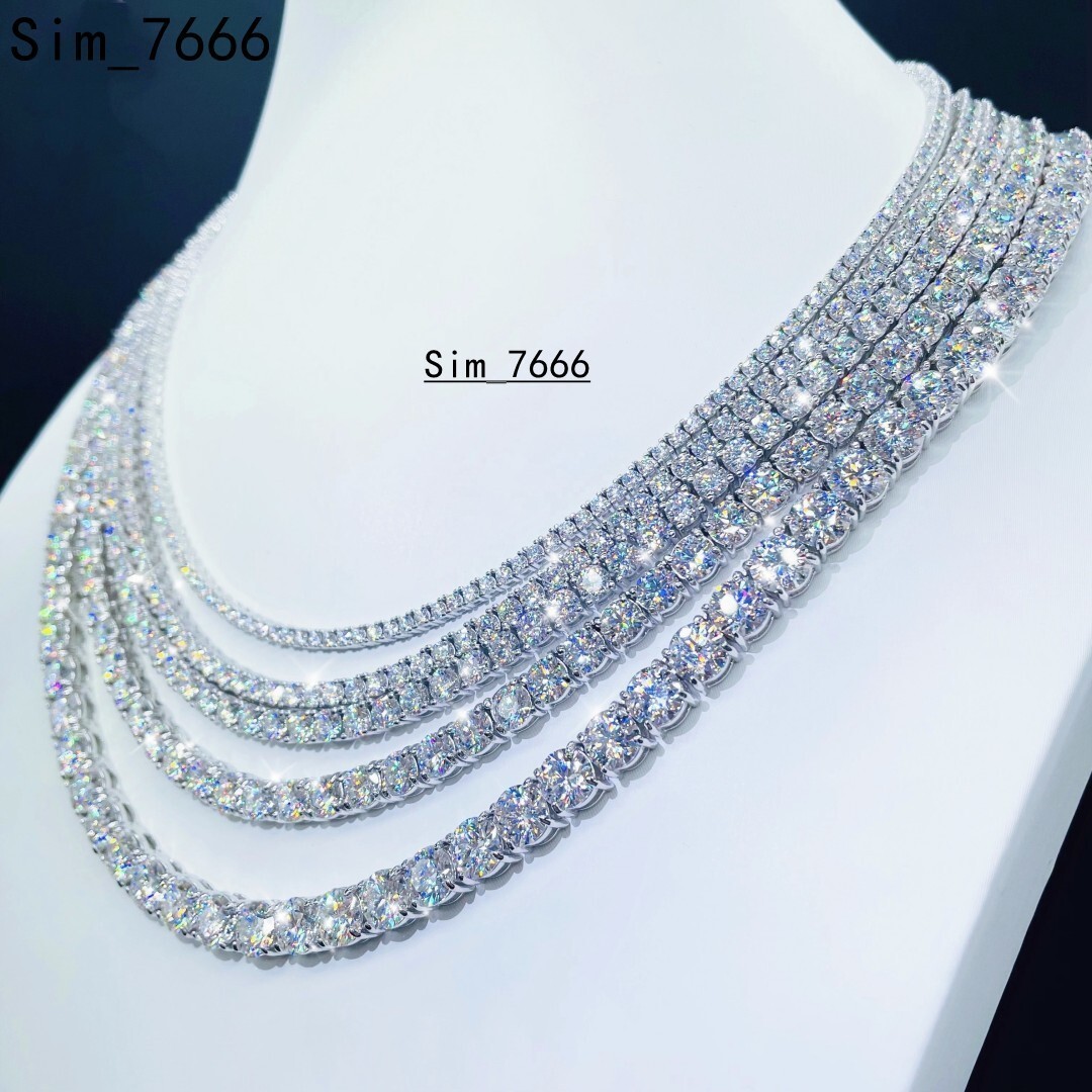 Hip Hop 4mm 5mm Silver Moissanite Diamond Tennis Chain Fine Jewelry Necklaces in Stock