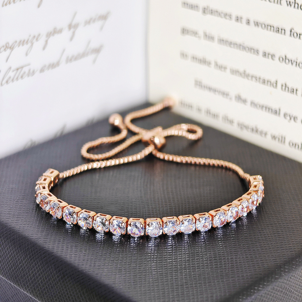 New Round Synthetic Zircon 4mm Pull Bracelet for Women S4803