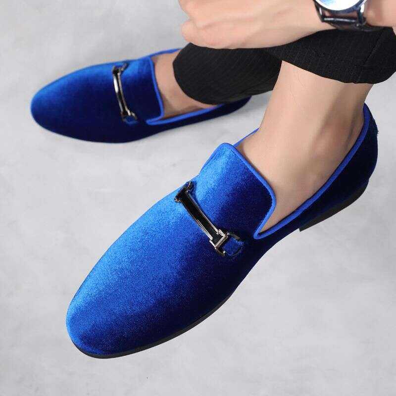 Suede bean horseshoe buckle, casual small leather shoes, hairstylist, trendy, one legged men's loafers