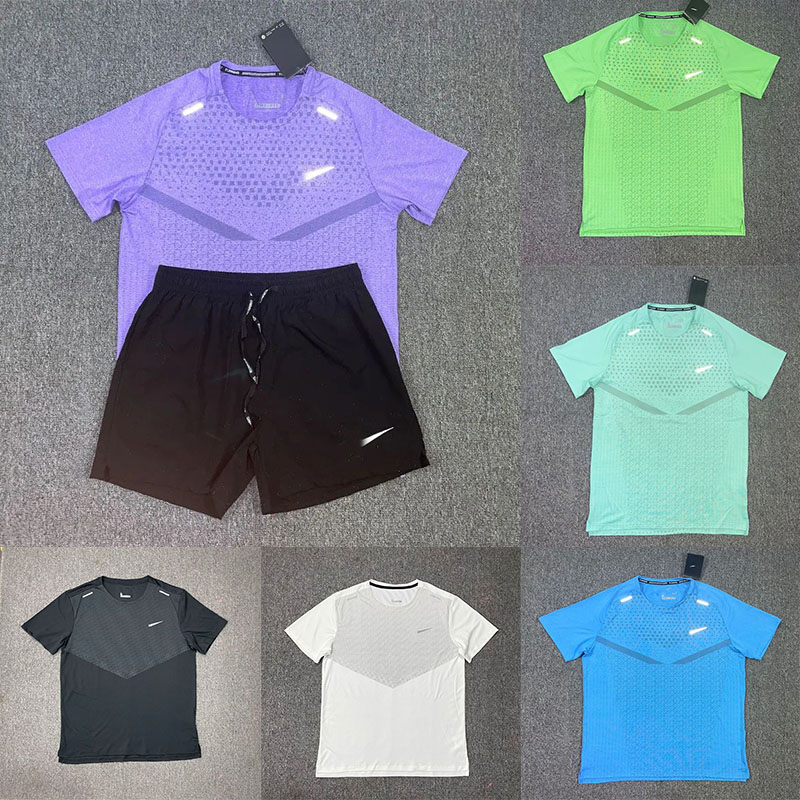 Sport-Cycling Gym Wear High quality Two-piece Fitness Suit Quick Drying and Breathable fashion Tracksuit T Shirts Shorts Summer Mens Tracksuits Tech Set