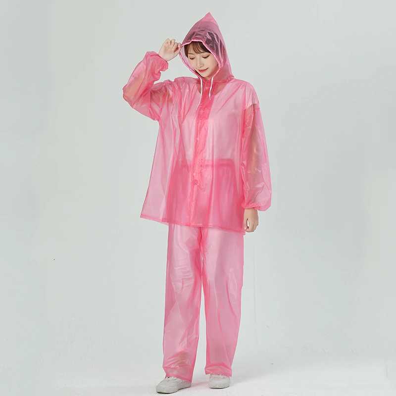 Adult Fashion Transparent Two-piece Raincoat PVC Thickened Transparent Rainwear Y250814