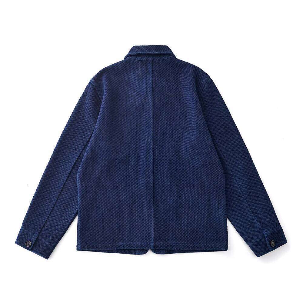 Designer Clothing 2025 Vintage French Indigo Cargo Men Autumn Winter New Lapel Multi-Pocket Blue Dyed Tooling Jacket Retro Casual Cardigan Coat