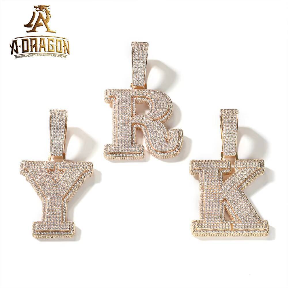 Iced Out Custom Hip Hop Jewelry Men Letter M Pendant 925 Sterling Silver VVS Moissanite Diamond Number Name Initial Pendant