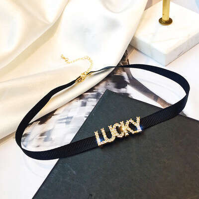 Black Letter Choker for Women, Clavicle Chain, Trendy Cool Collarbone Short Neckband, Layered Necklace, Fashionable Commuter Necklace