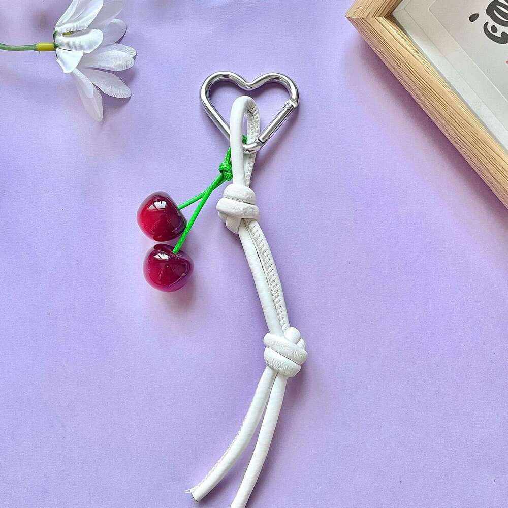 3D Headphone Cute Korean Style Camera Bag Car Hanging Ornament Leather Strap Keychain Pendant Color-Block Pin Ins Cherry