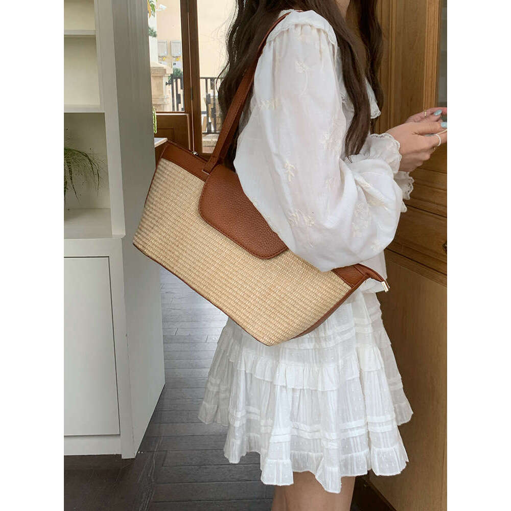 LEFTSIDE Weave Straw Shoulder for Women Summer Ladies New Tote Bag Females Beach Bags Lady Handbags and Purses