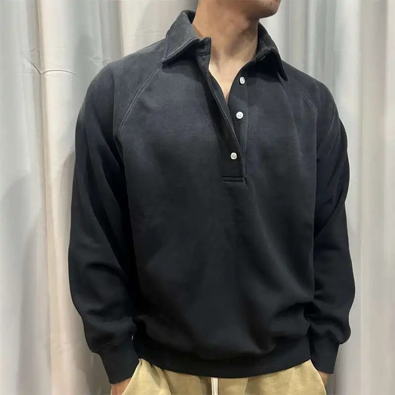 Retro Loose Polo Sweater Sports Casual Vintage Collar Long Sleeve TShirt 250814