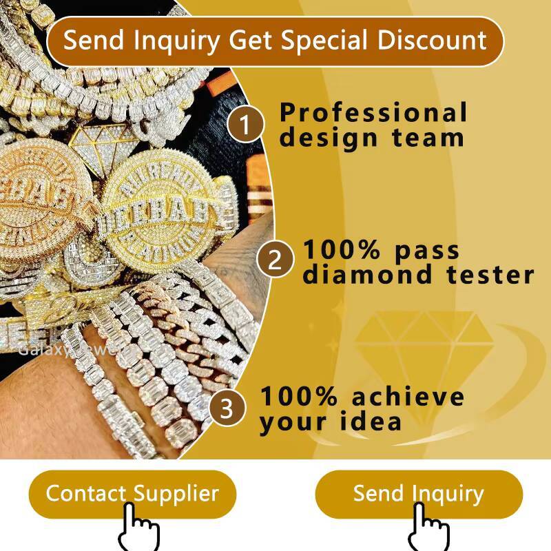 Hip Hop Chain Jewelry Iced Out Bling Miami 925 Silver Diamonds Rappers Prong Vvs Moissanite Necklace Mens Cuban Link Chain