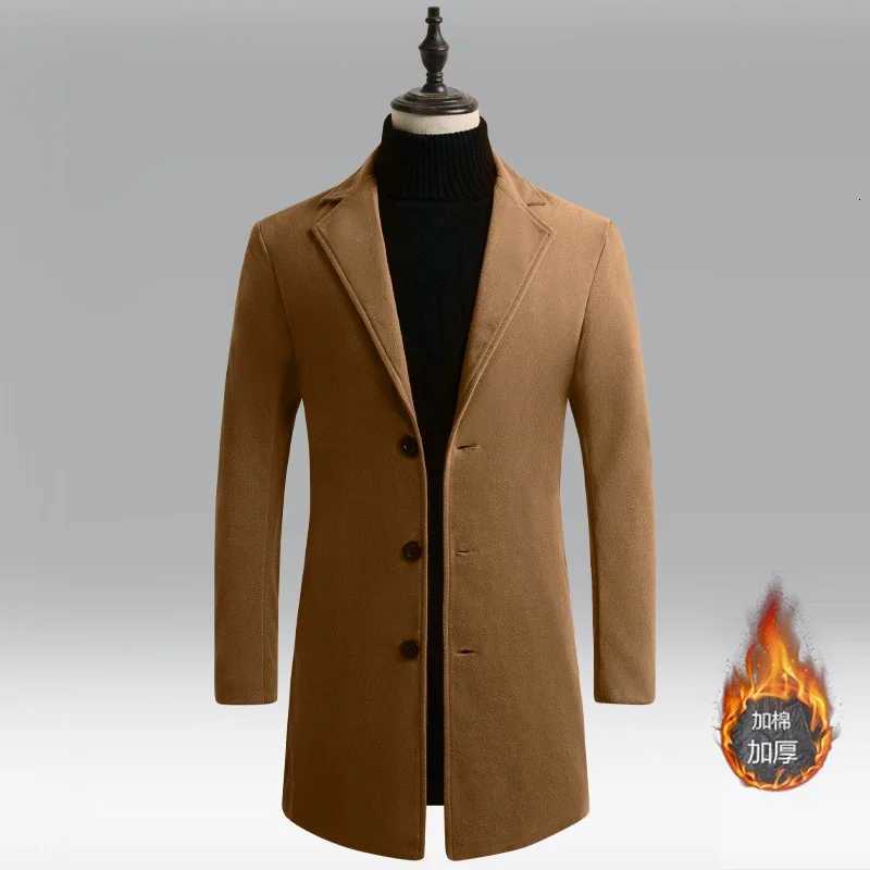 Korean-style mens trench coat lapel wool overcoat casual overcoat jacket mens warm long coat spring trench coat W250815