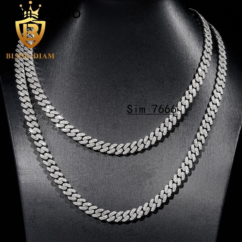 Cheap Price 8mm Classic Moissanite Diamond Cuban Chain Necklace RapperJewelry925 Silver Iced Out Hip Hop Cuban Link Chain