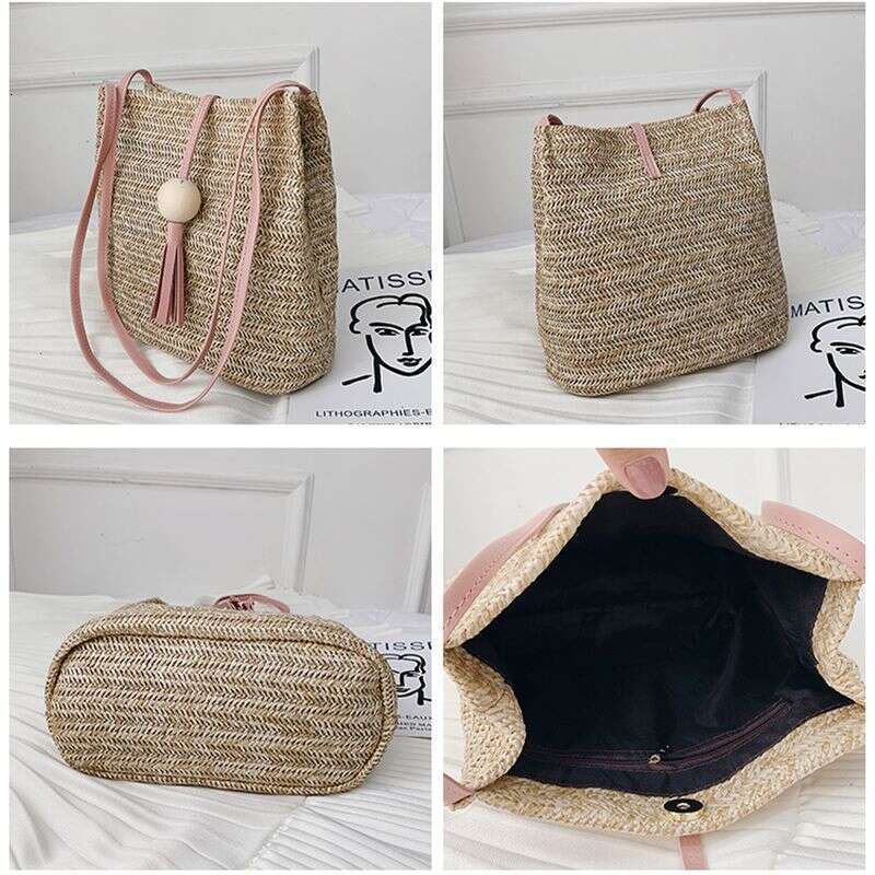 Straw for Women Shoulder Casual Woven Crossbody Bags Summer Beach Rattan Raffia Boho Bag Large Capacity