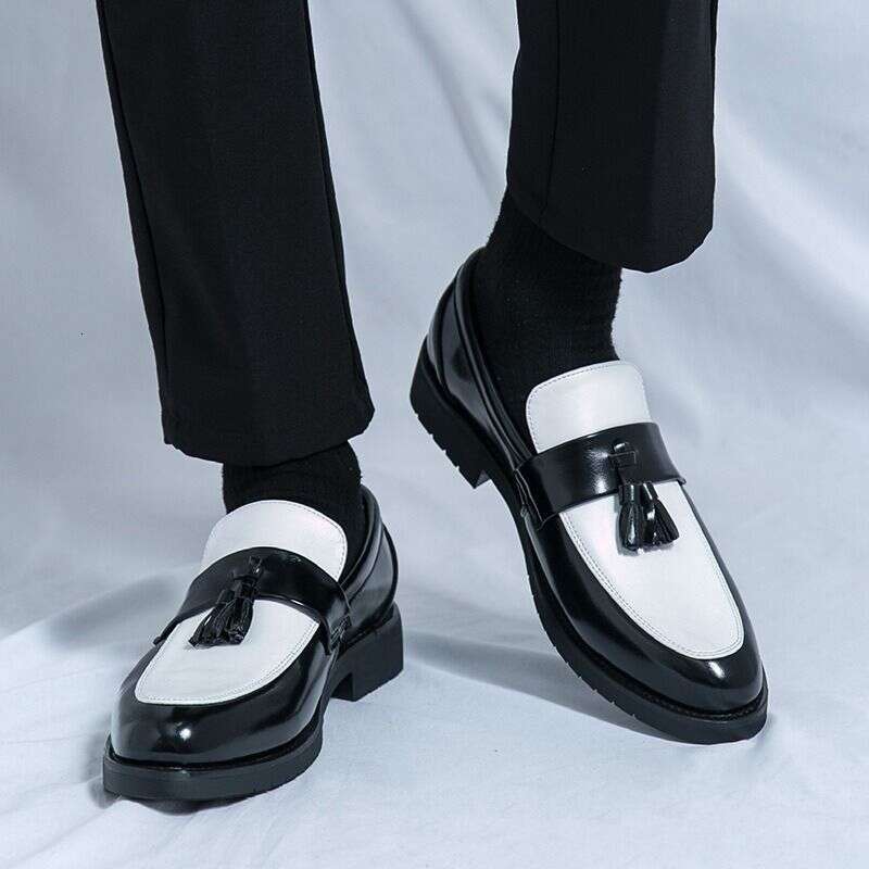 2025 Spring New Large Formal Business Leather Blok Men's Set, Foot Tassel, One Step Step, Le Fu Shoes 46
