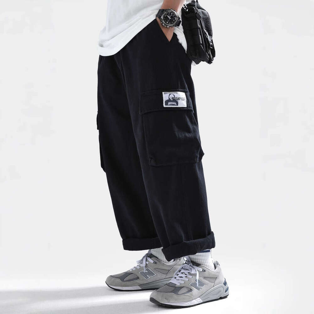 Shawn Yue Trendy Loose Fit Plus Size Cargo For Men Spring Autumn Straight Leg Youth Versatile Washed Ankle-Length Pants B5