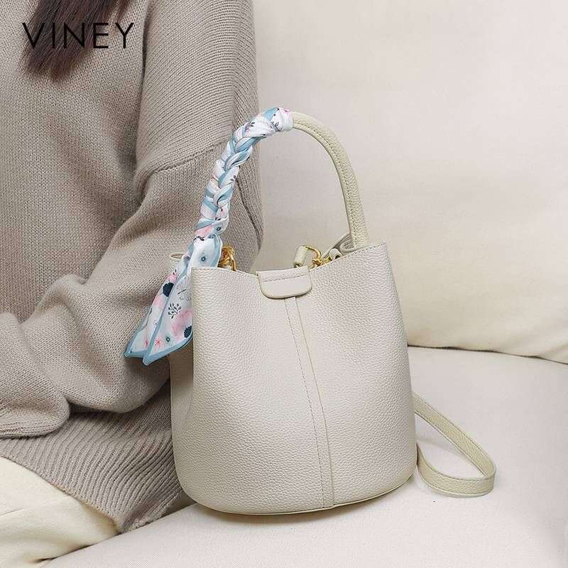 VINEY 2025 New Women's Messenger High-End Detachable Genuine Leather Handbag Bucket Bag