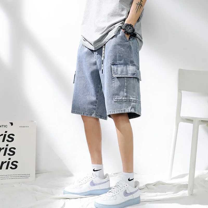 2025 New Denim Shorts for Mens Summer Thin Loose Breathable Pentagram Pants Trendy Versatile Casual Mid length Versati Y250814