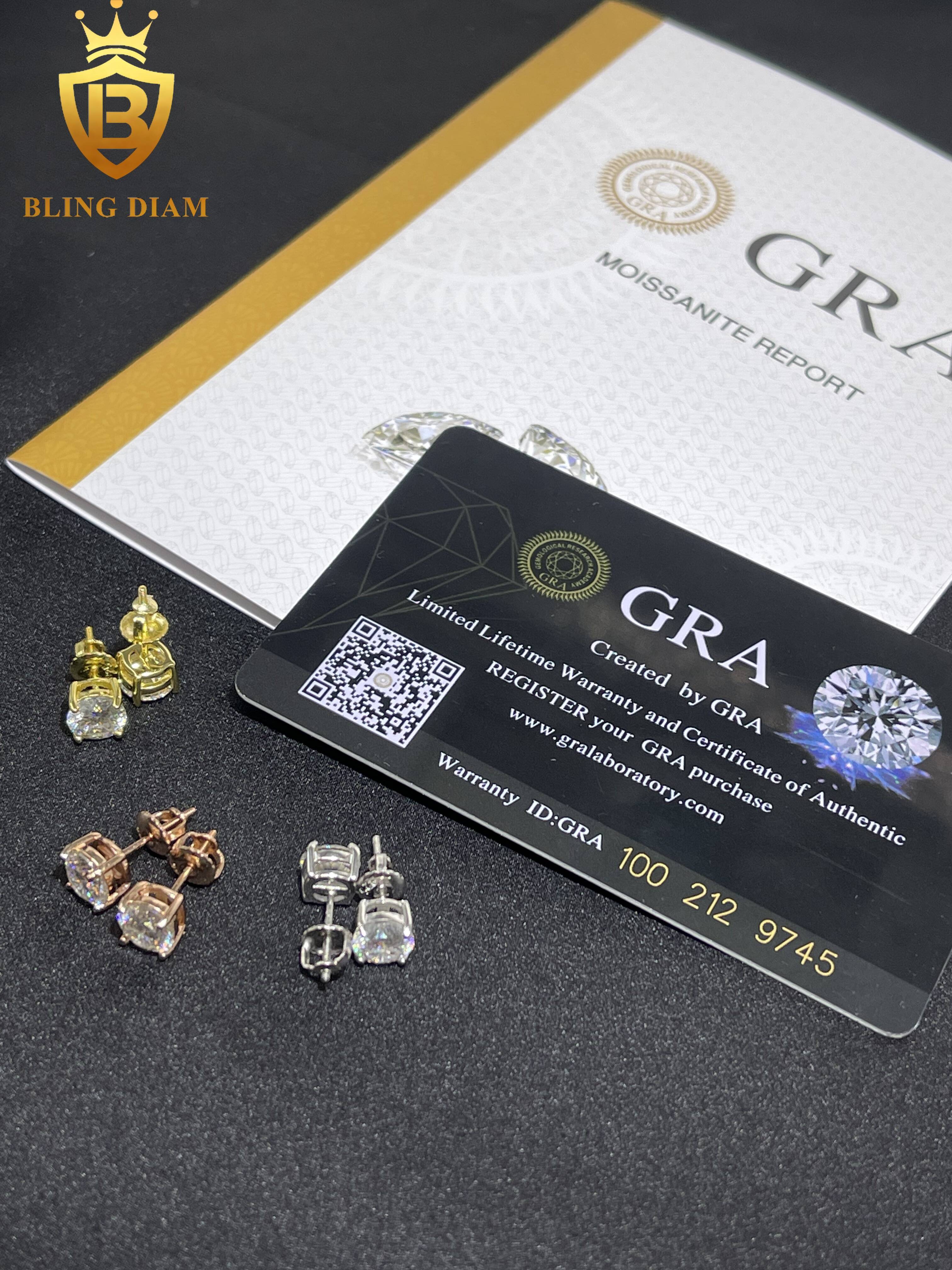 6.5mm Fine Jewelry Iced Out Jewelry Solid 925 Sterling Silver VVS Moissanite Pass Diamond Tester Earrings Women