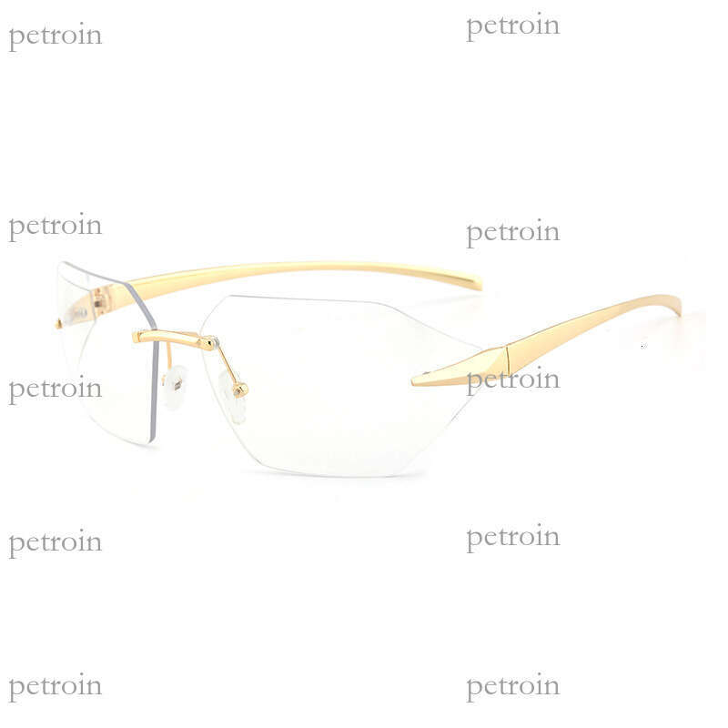 New Frameless Cut Edge Fashion for Men and Women, High-end Personality Curved Street Style Trendy Sunglasses