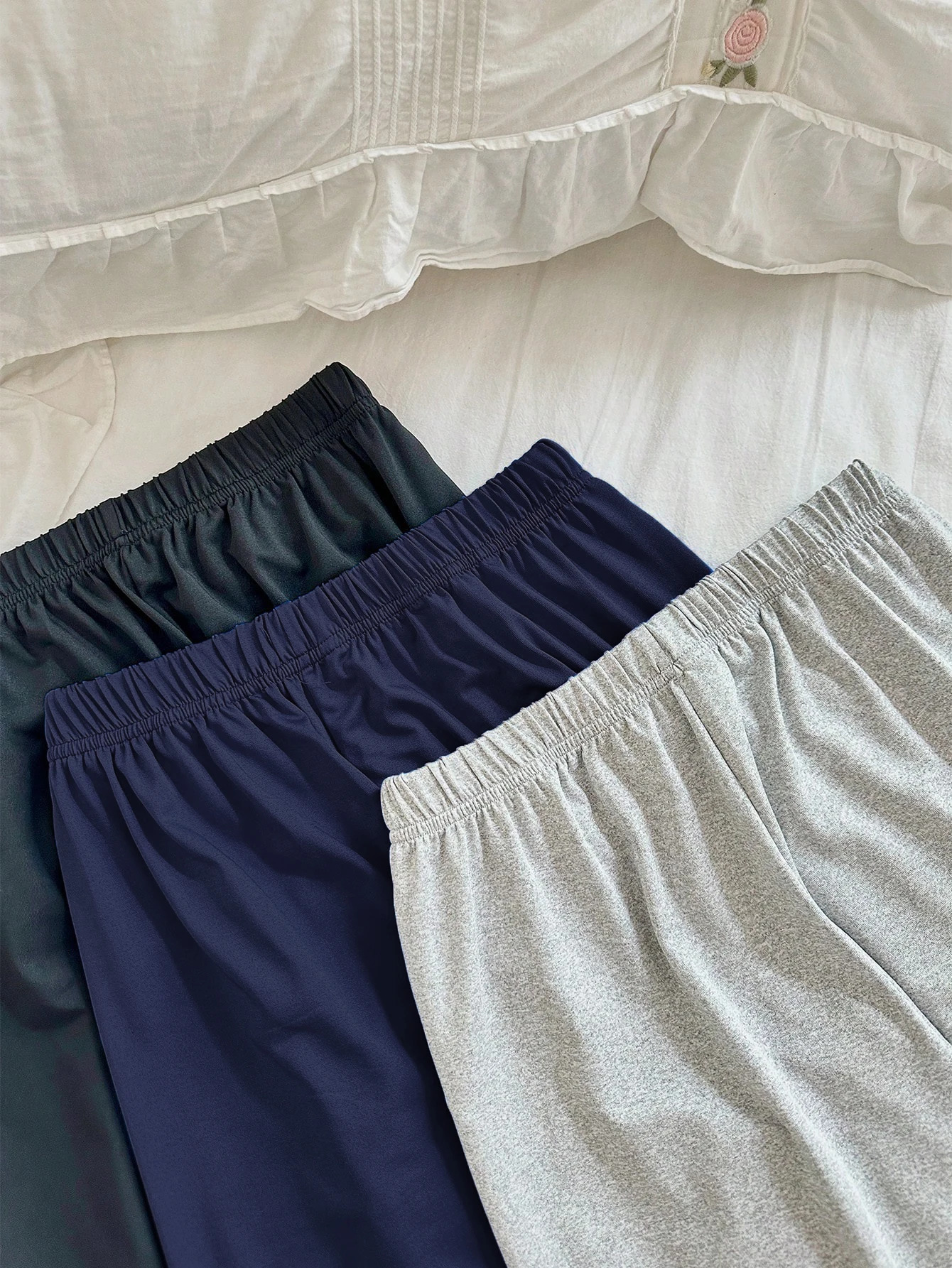 Fashionable and versatile high waisted loose wide leg ruffled hem womens long pants 3piece set 250808