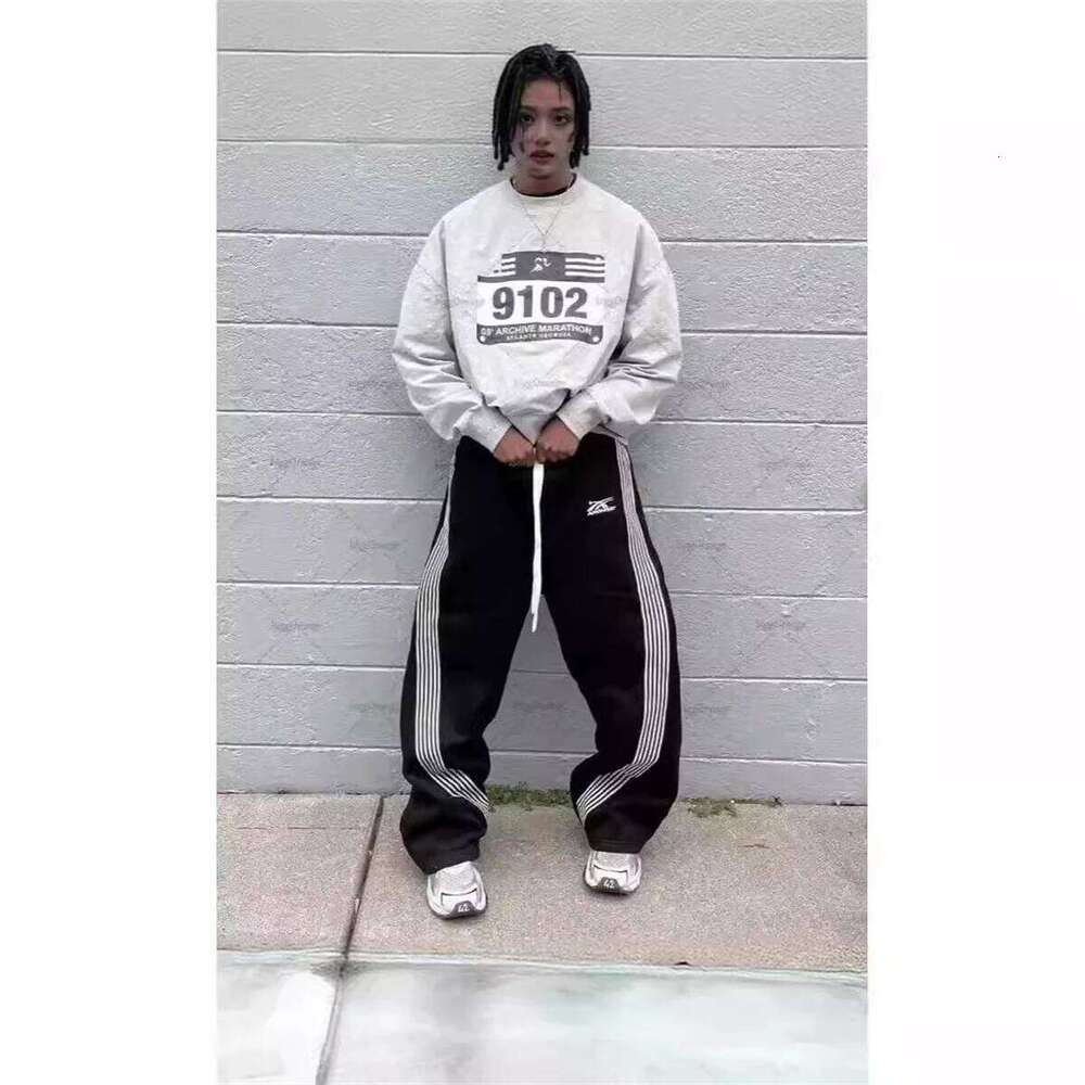 Y2k Gray Casual Vintage Functional Tactical Men's Women's Premium Jogging Wide Leg Pants Drawstring Streetwear Sweatpants