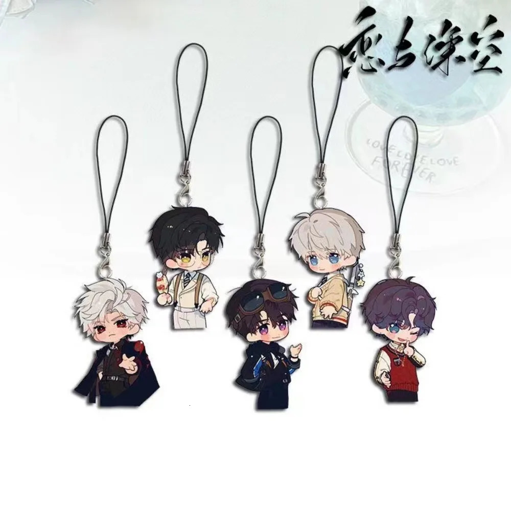 Love and Deepspace Sylus Qin Che Rafayel Xavier Zayne Q Version Cosplay Key Chain Acrylic Keychains Mobile Phone Lanyard Pendant 250811
