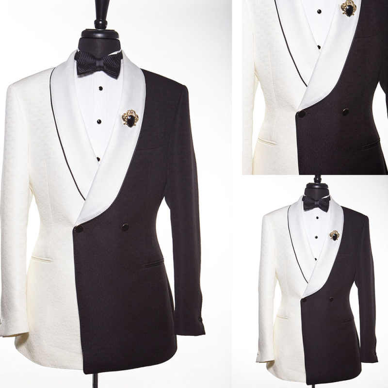 Montage Design Men's Suit 2 Pieces Jacket Pants Double Breasted Groom Wedding Tuxedo Dinner Party Prom Customized