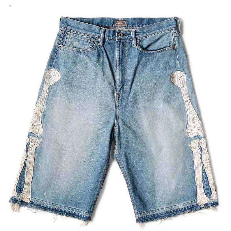 Deeptown Y2k Vintage Haruku Denim Shorts Women Washed Patchwork Tassels American Retro Jeans Man Baggy Hip Hop Jorts Summer