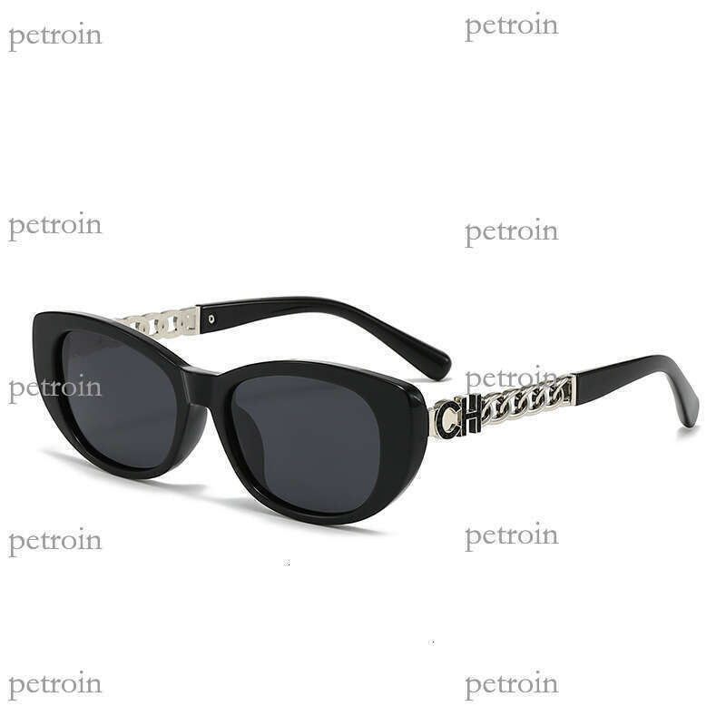 25 New Women's High-End Small Frame Cat Eye Polarized with Unique Metal Chain Internet Celebrity Sunglasses