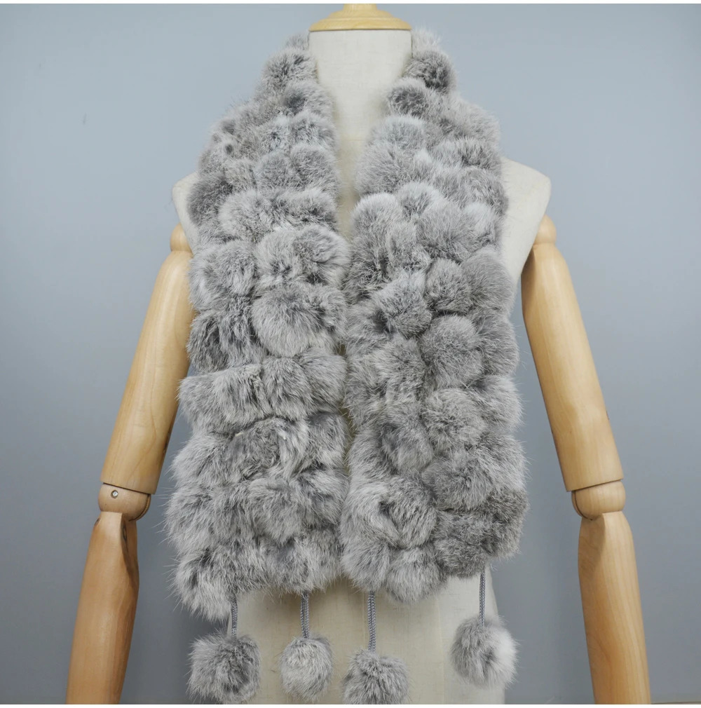 Women Natural Rabbit Fur Scarf Winter Warm Rabbit Fur Neckerchief Lady Rabbit Fur Ring Scarves Wholesale Retail 250808