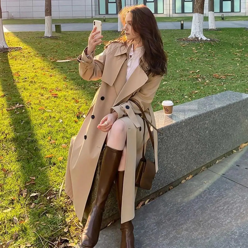 2024 Short Coat Windbreaker Womens Spring Autumn Trench Korean Ladies Solid Women Double Bbreasted Outwear 250805