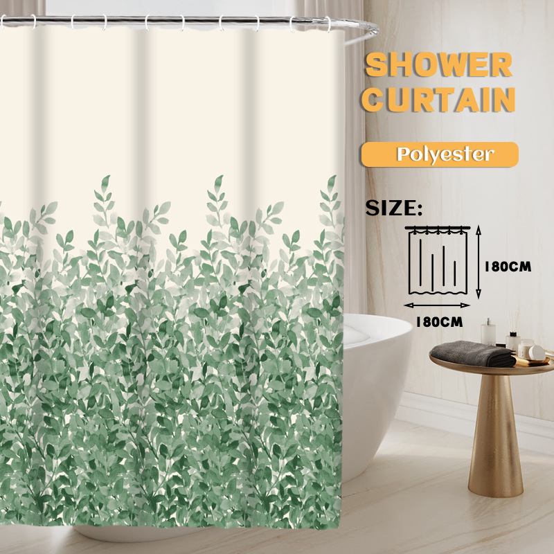 YL-36930 Manufacturer Spot Digital Printed Fabric Shower Curtain Waterproof Thickened Bathroom Partition Curtain with Hook