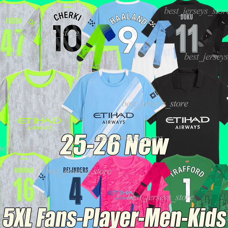 5XL 2025/26 HAALAND 3rd soccer jerseys CHERKI REIJNDERS FODEN MARMOUSH DOKU KOVACIC GVARDIOL GUNDOGAN MAN CITY BERNARDO football shirts men kids kits socks sets