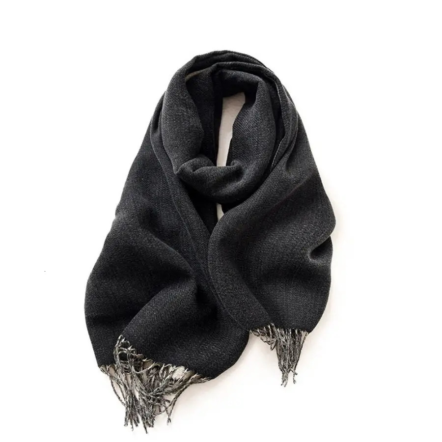 Golexury Winter Double Side Cashmere Scarf Soft Warm Wool Scarves Pashmina Shawl Black Mens Poncho Cashmere Scarf 250808