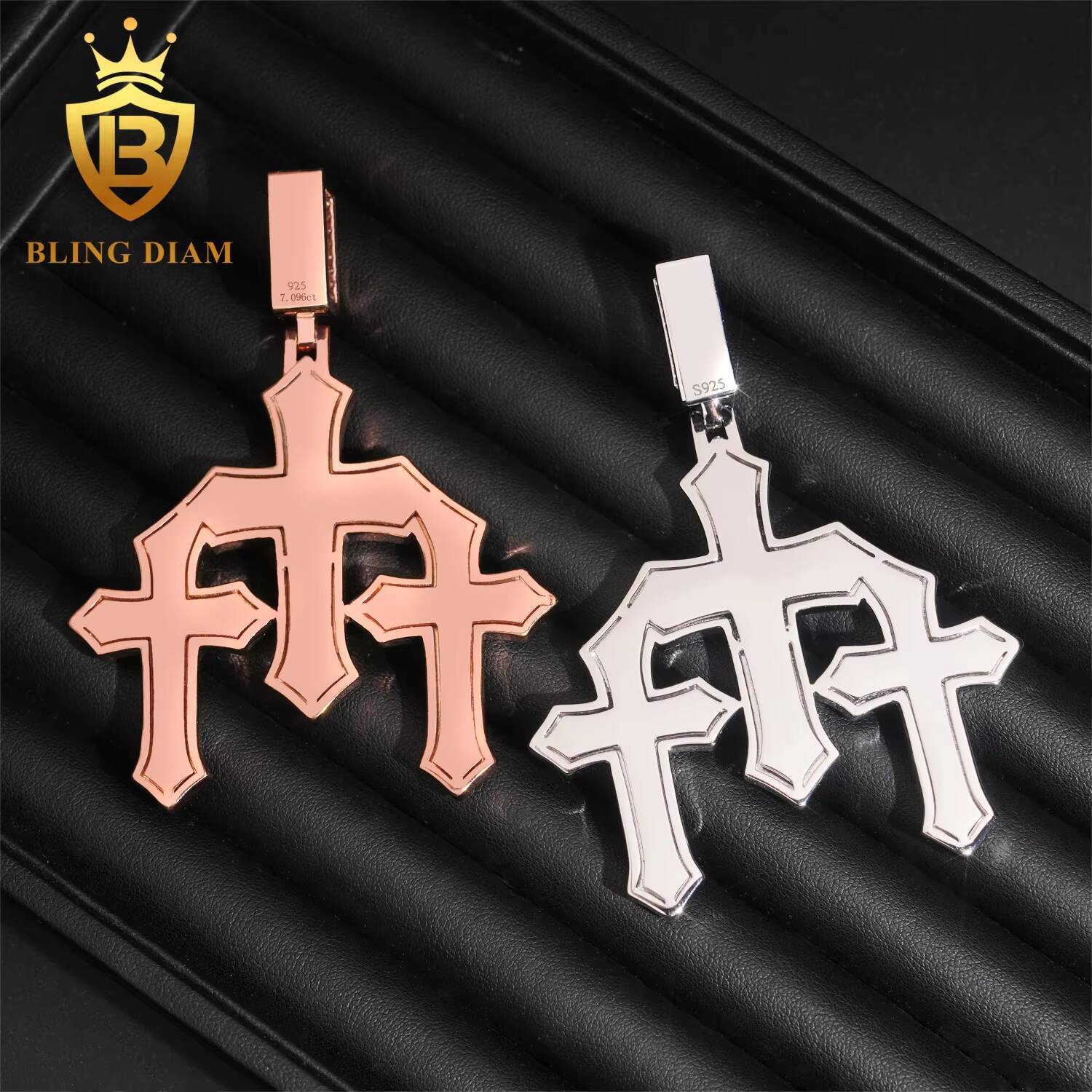 New Trendy Hip Hop Iced Out 925 Sterling Silver VVS1 Moissanite Diamond Man Jewelry 3 Crosses Pendant Necklace