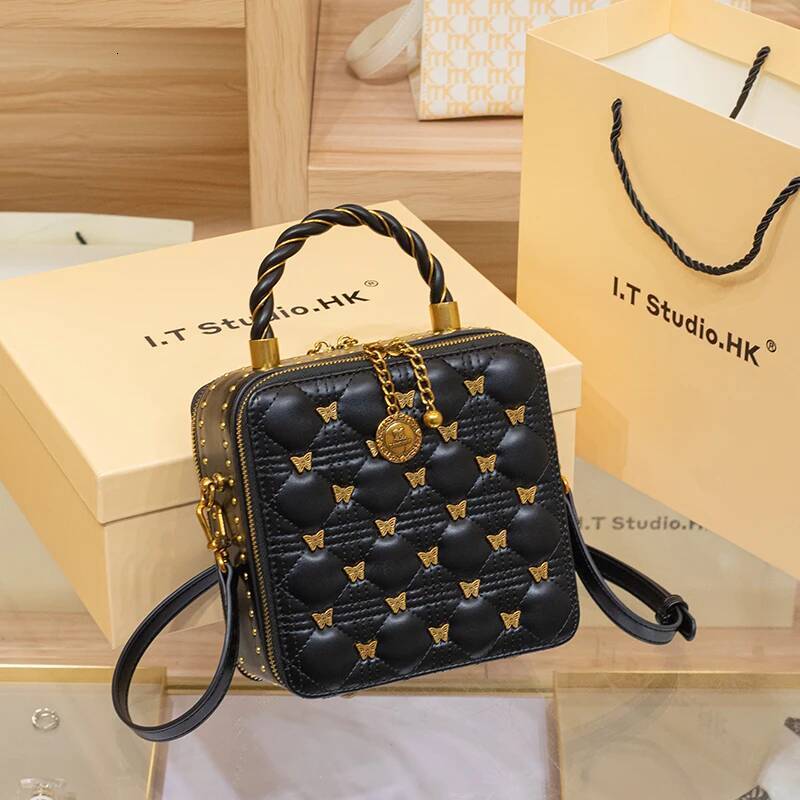 Women's Handbag 2024 New Brand Handbag, Leather Bucket Bag, High-End Designer, One Shoulder Crossbody Box, Small Square Bag