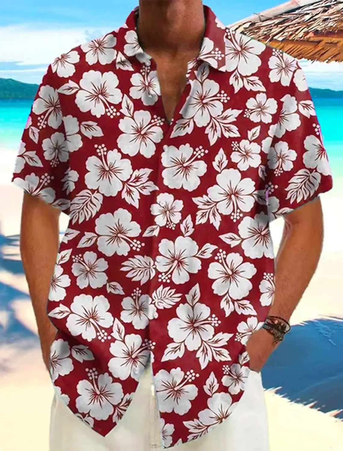 Mens Shirt Summer Hawaiian Casual Beach Short Sleeve Flower Plants Lapel Holiday Clothing Apparel 250804