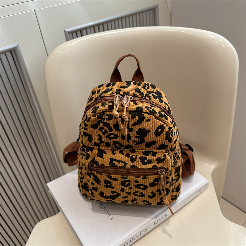 Autumn New Neutral Style Backpack Casual Simple Leopard Print Backpack Niche Design Fashionable New Fashion Backpack Autumn New Designer Bag