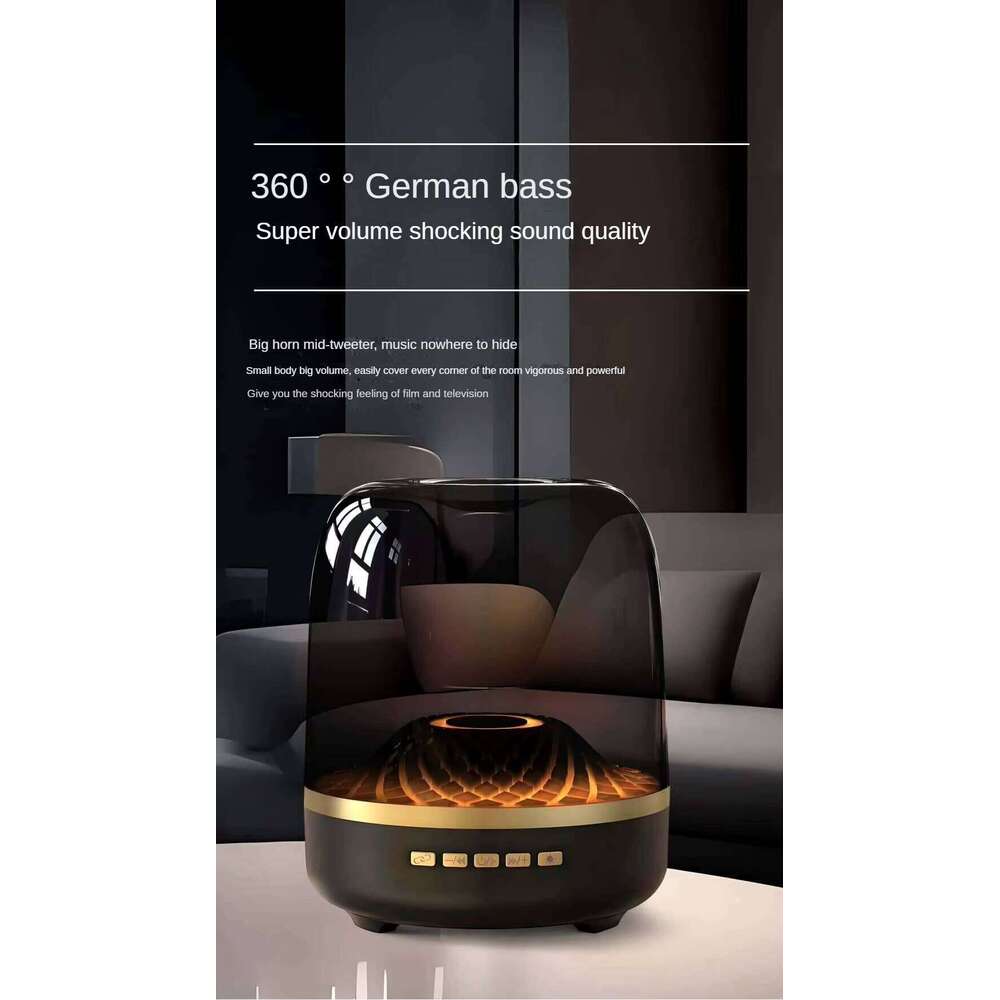DHgargets Harman Kardon Style Bluetooth Speaker - RGB LED Desktop Subwoofer with 15W Bass, 5.3 Bluetooth (2 Sizes, Black)