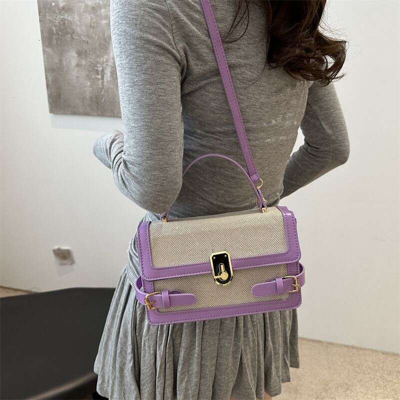 Contrast Color Stylish Ins Hand Held Single Shoulder Crossbody Women's Small Square Bag