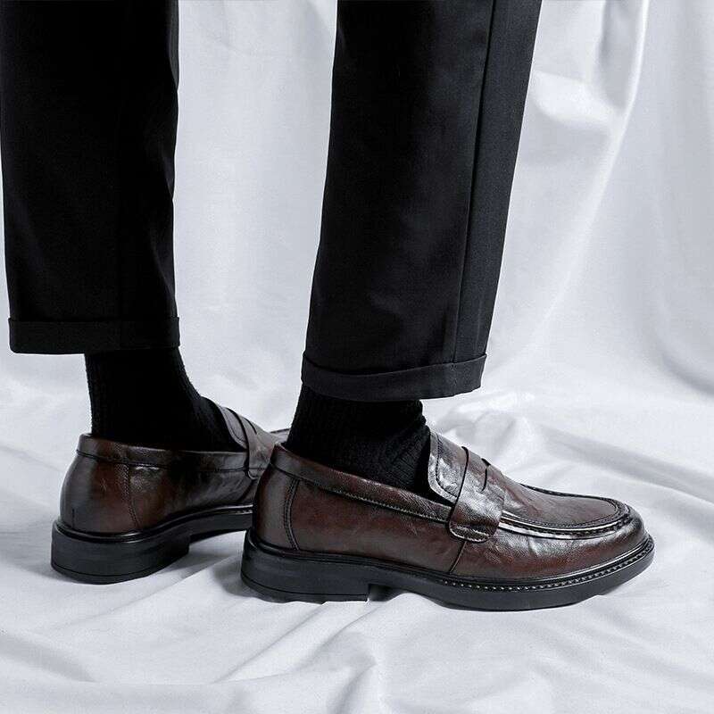Leather Shoes, Genuine Leather, Business Attire, British Style, Men's Casual New Autumn And Winter, One Legged Loafers,