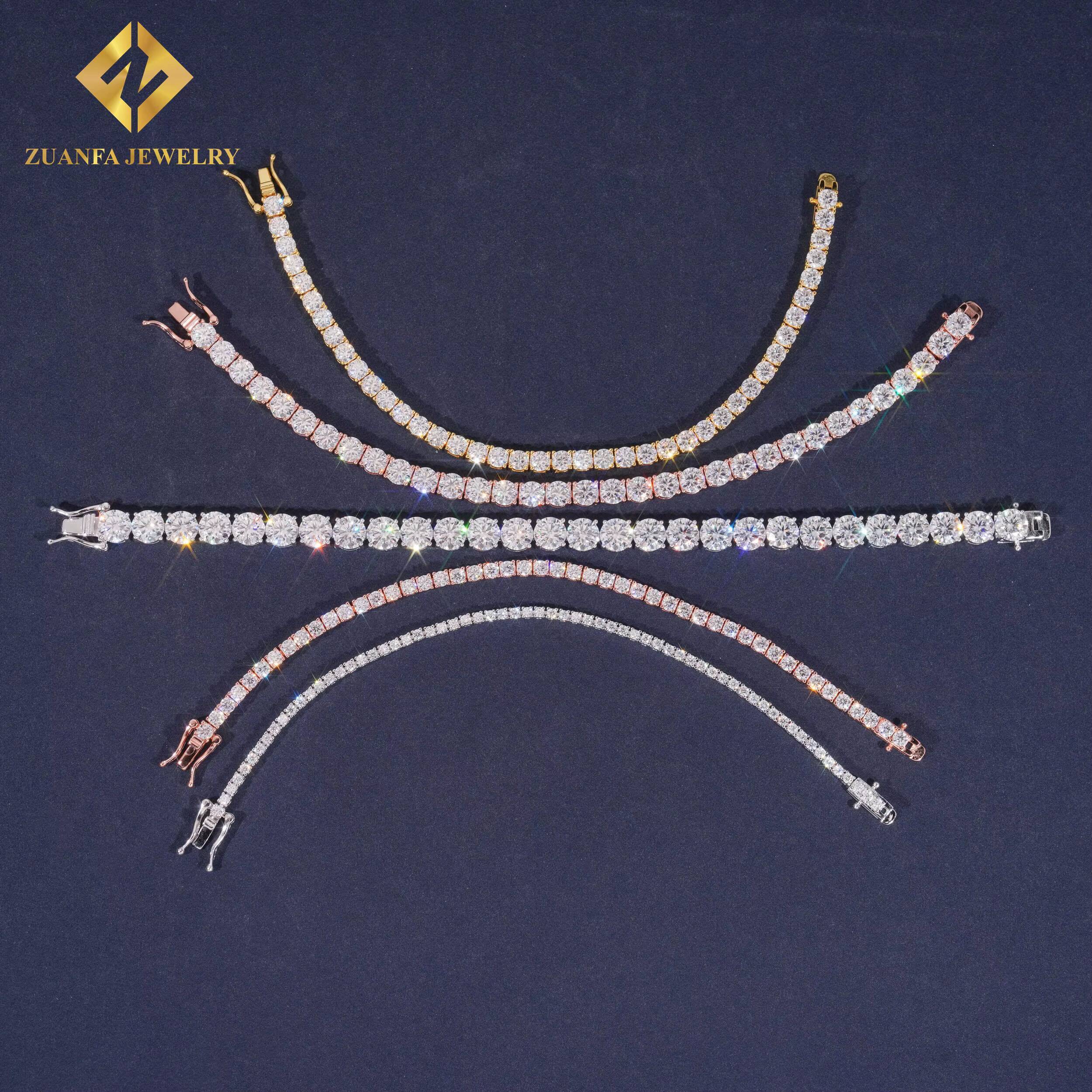 Hot Sale Tennis Bracelet 925 Sterling Silver 18K Gold Plated Moissanite Diamond Tennis Chain Necklace Bracelet Large Store