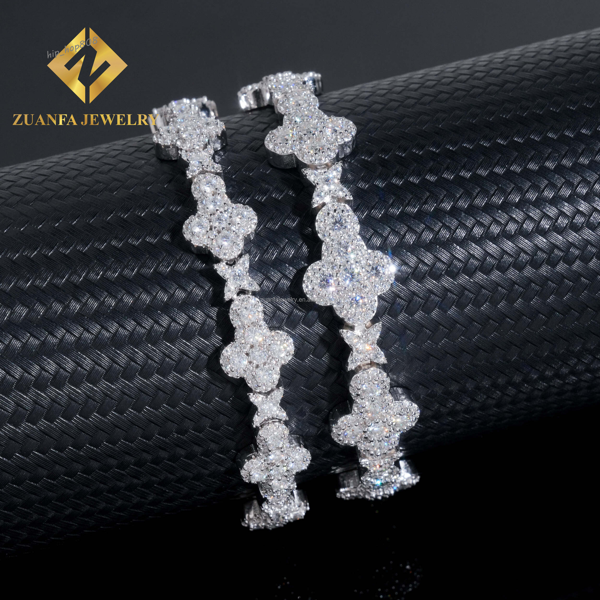 Fashion Rapper Jewelry Luxury Iced Out Hip Hop Jewelry 10mm 13mm S925 Silver Moissanite Diamond Cross Shape Miami Cuban Bracelet